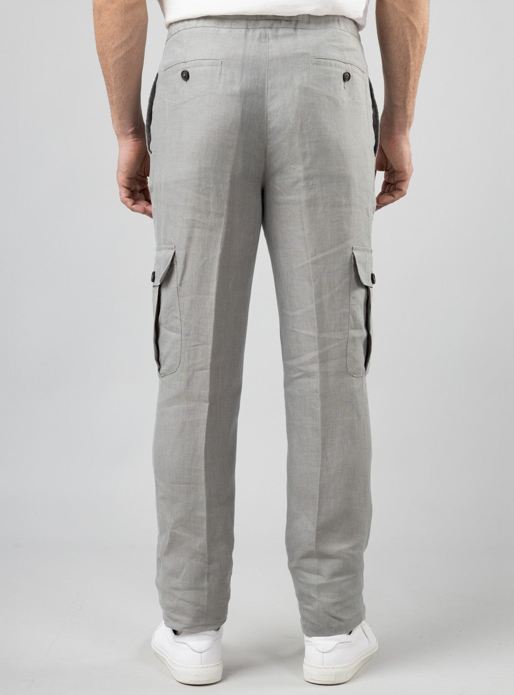 Aegean Drawstring Cargo Pants in Linen, Sage