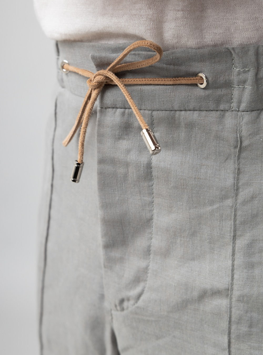 Aegean Drawstring Cargo Pants in Linen, Sage