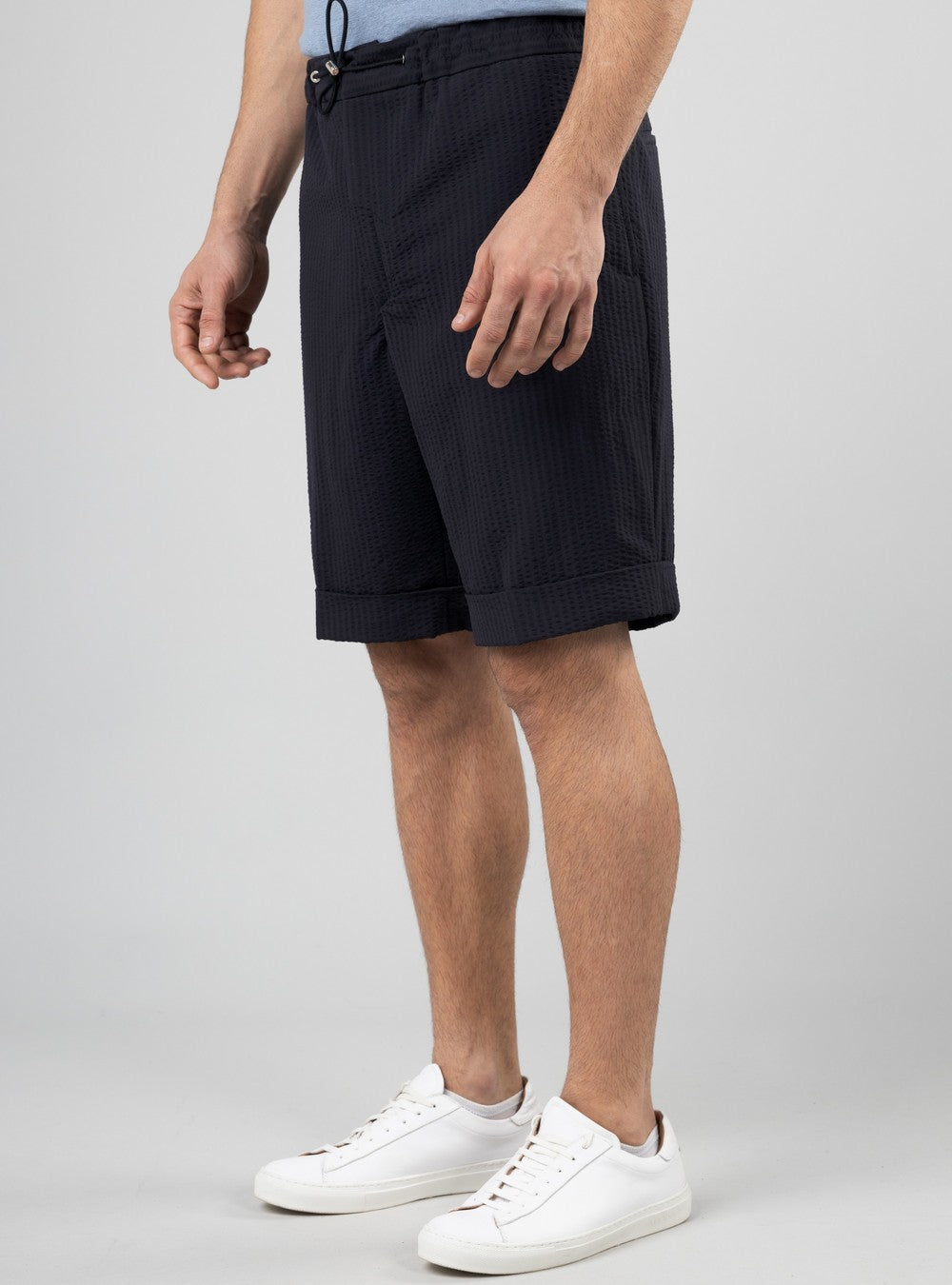 Aeolus Drawstring Shorts in Cool Wool, Midnight Blue