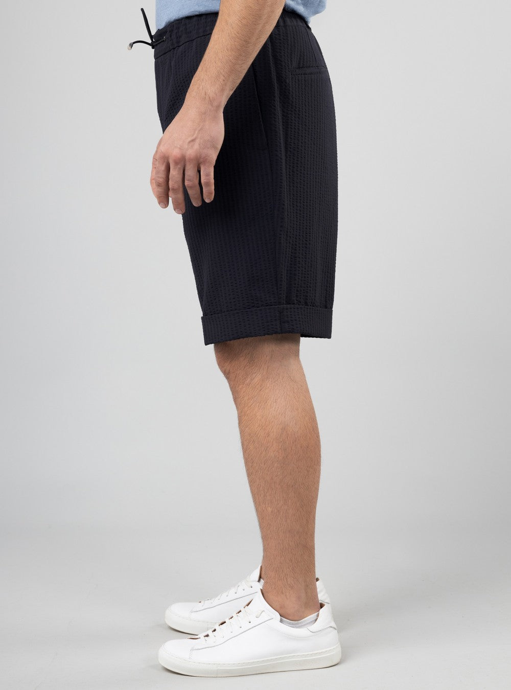 Aeolus Drawstring Shorts in Cool Wool, Midnight Blue