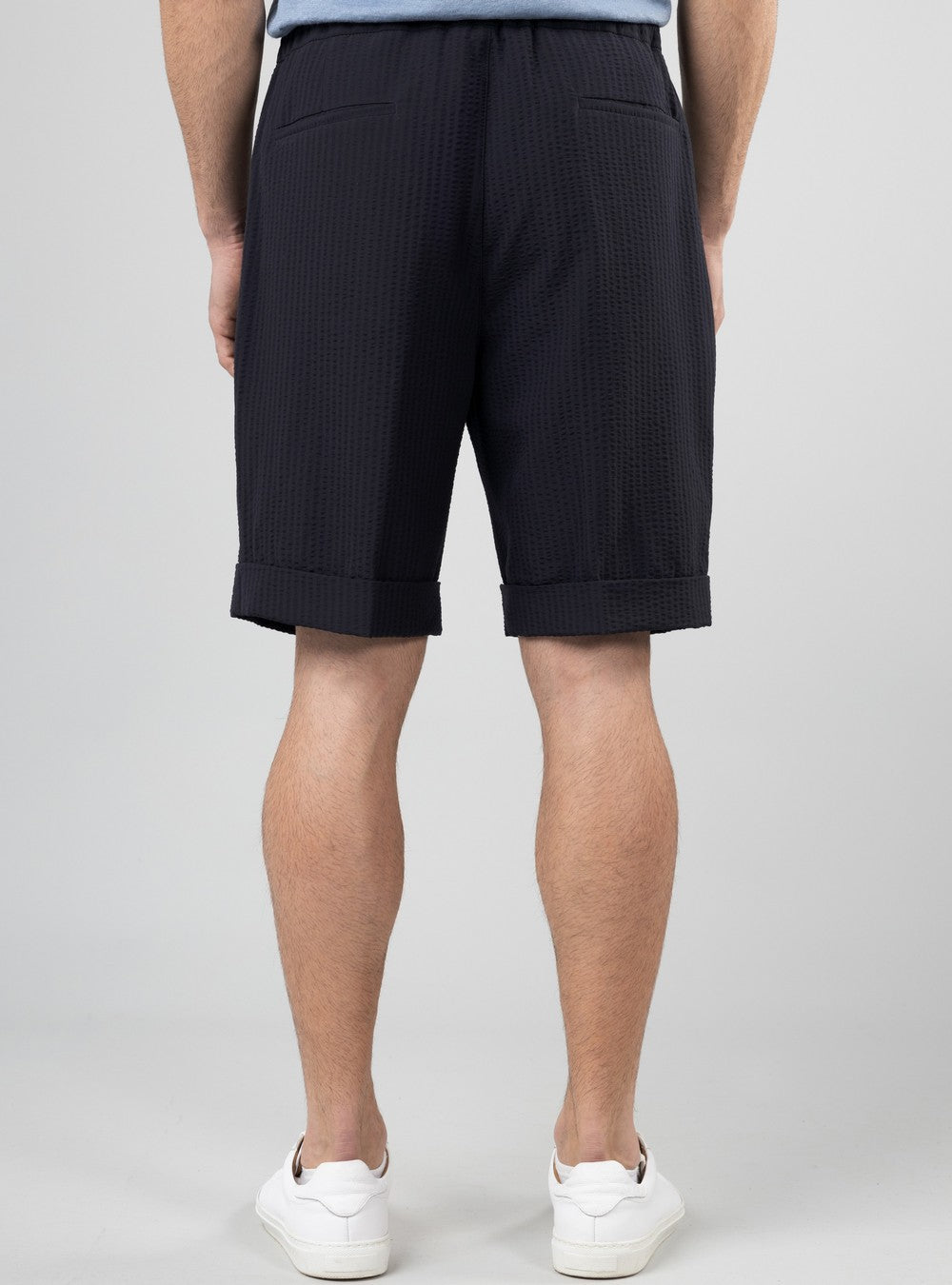 Aeolus Drawstring Shorts in Cool Wool, Midnight Blue