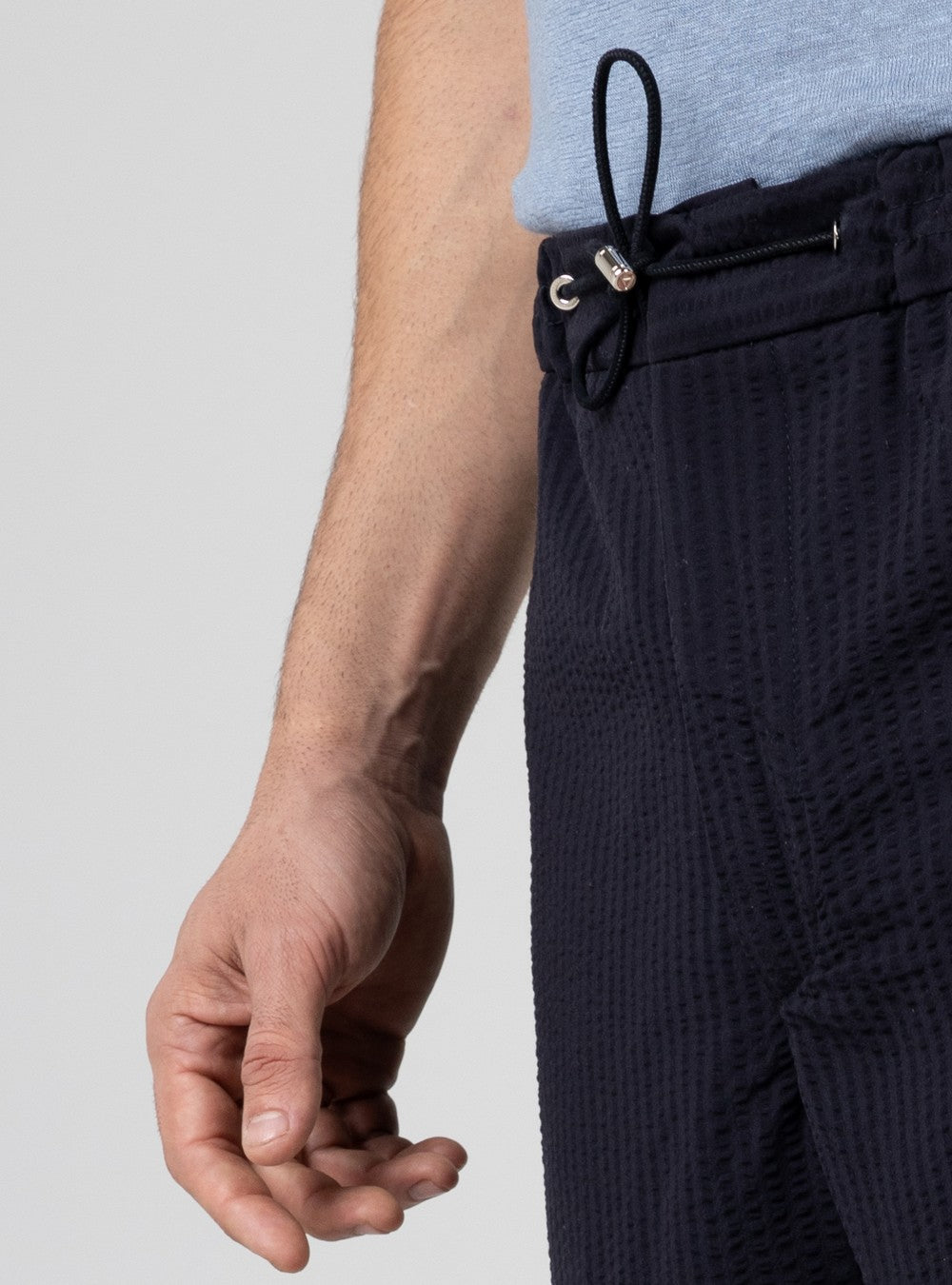 Aeolus Drawstring Shorts in Cool Wool, Midnight Blue