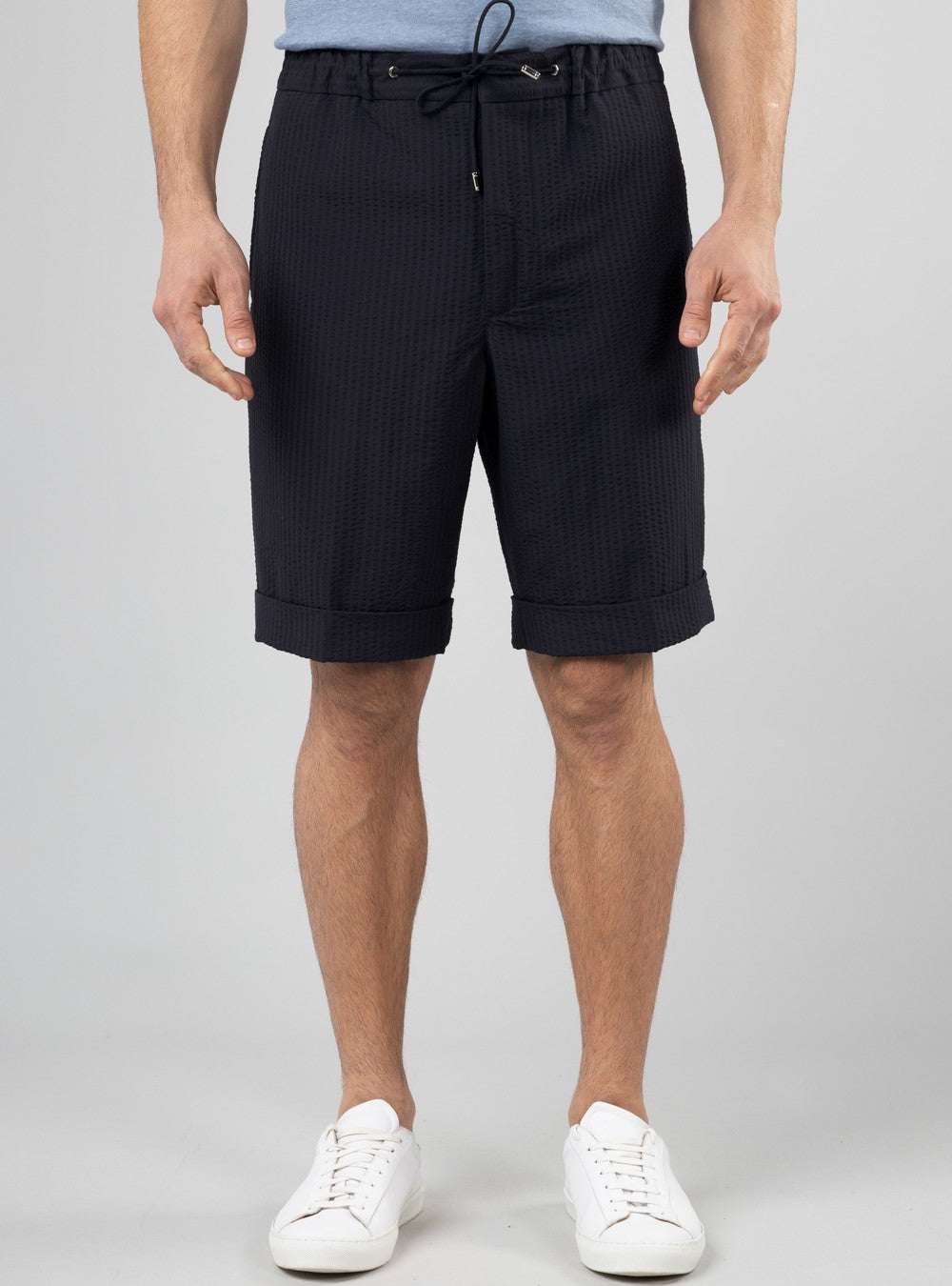 Aeolus Drawstring Shorts in Cool Wool, Midnight Blue