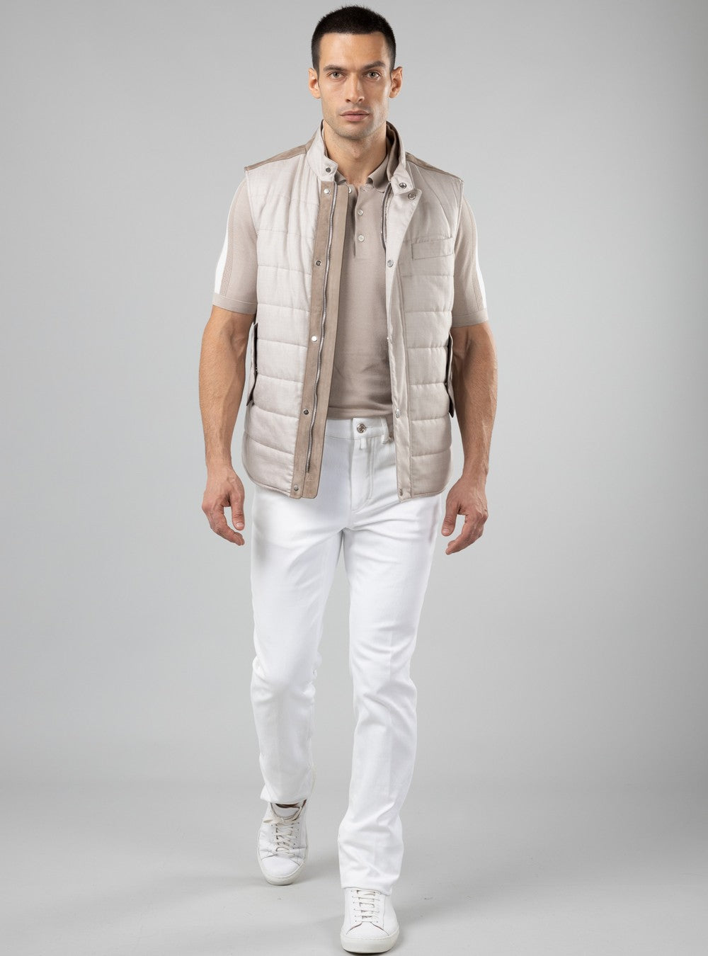 Apollo Linen and Silk Vest, Sand
