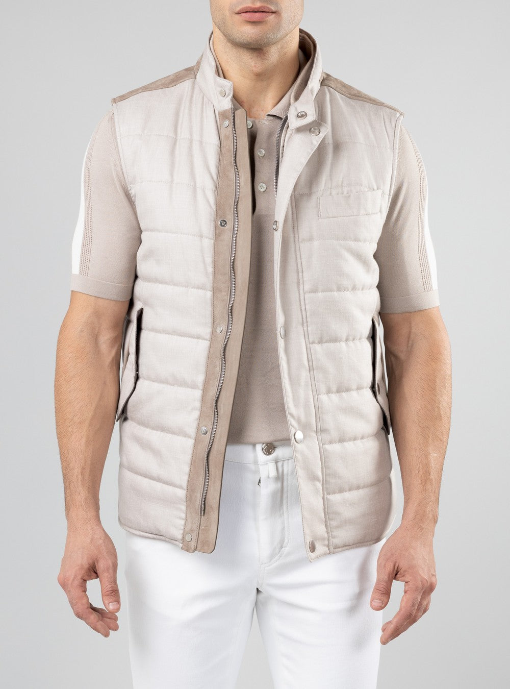 Apollo Linen and Silk Vest, Sand