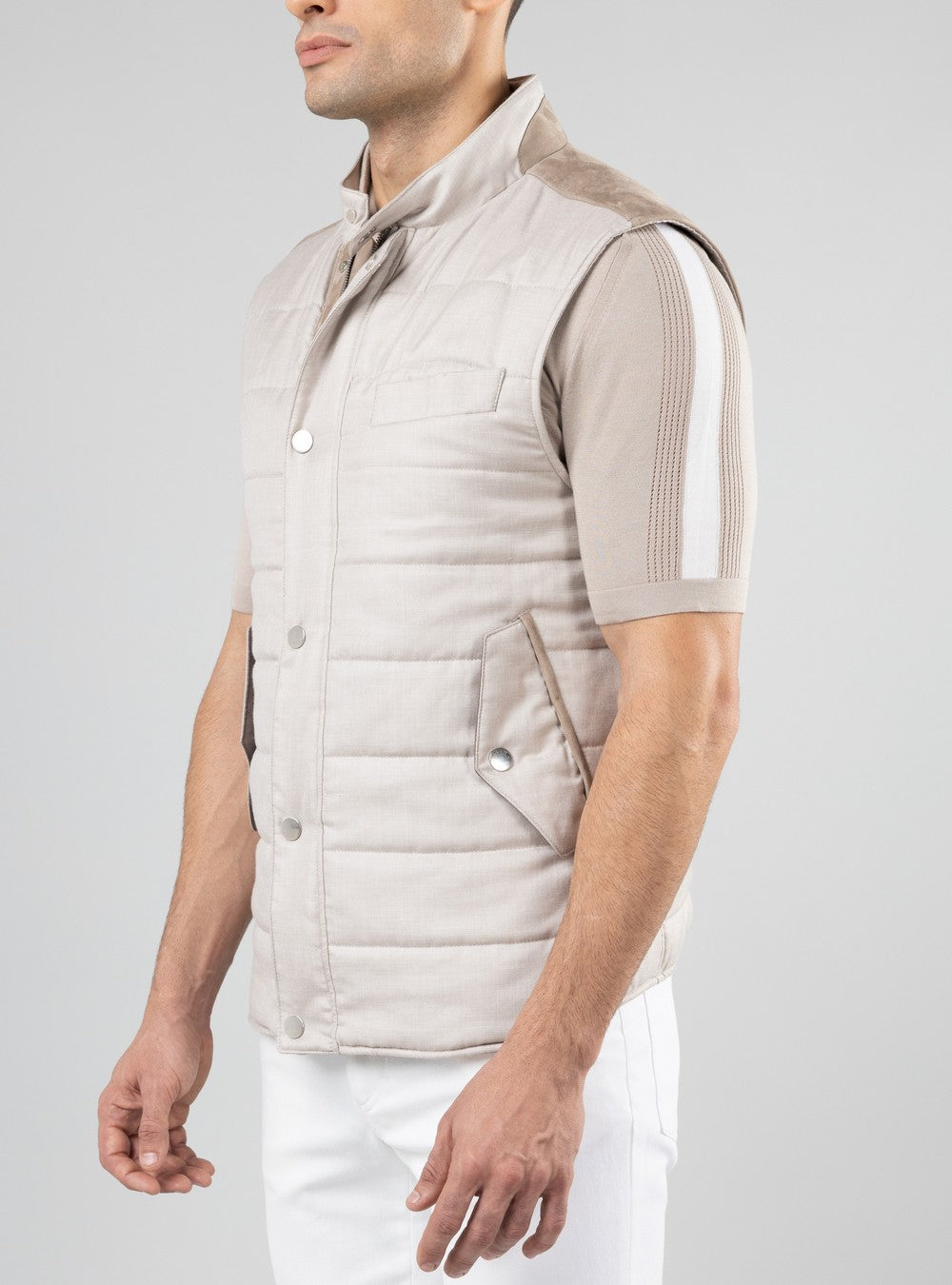 Apollo Linen and Silk Vest, Sand