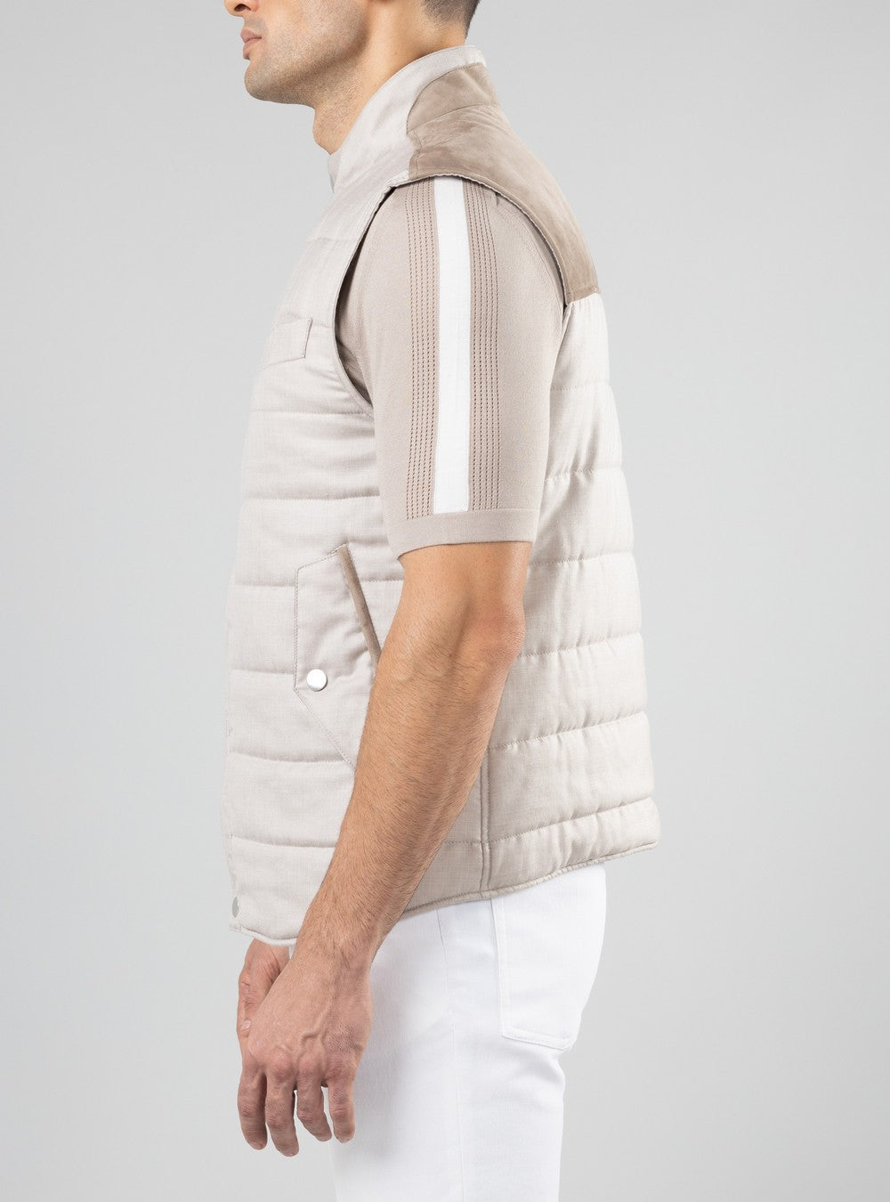 Apollo Linen and Silk Vest, Sand