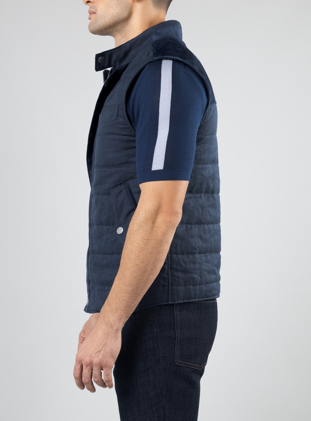 Apollo Linen and Silk Vest, Midnight Blue