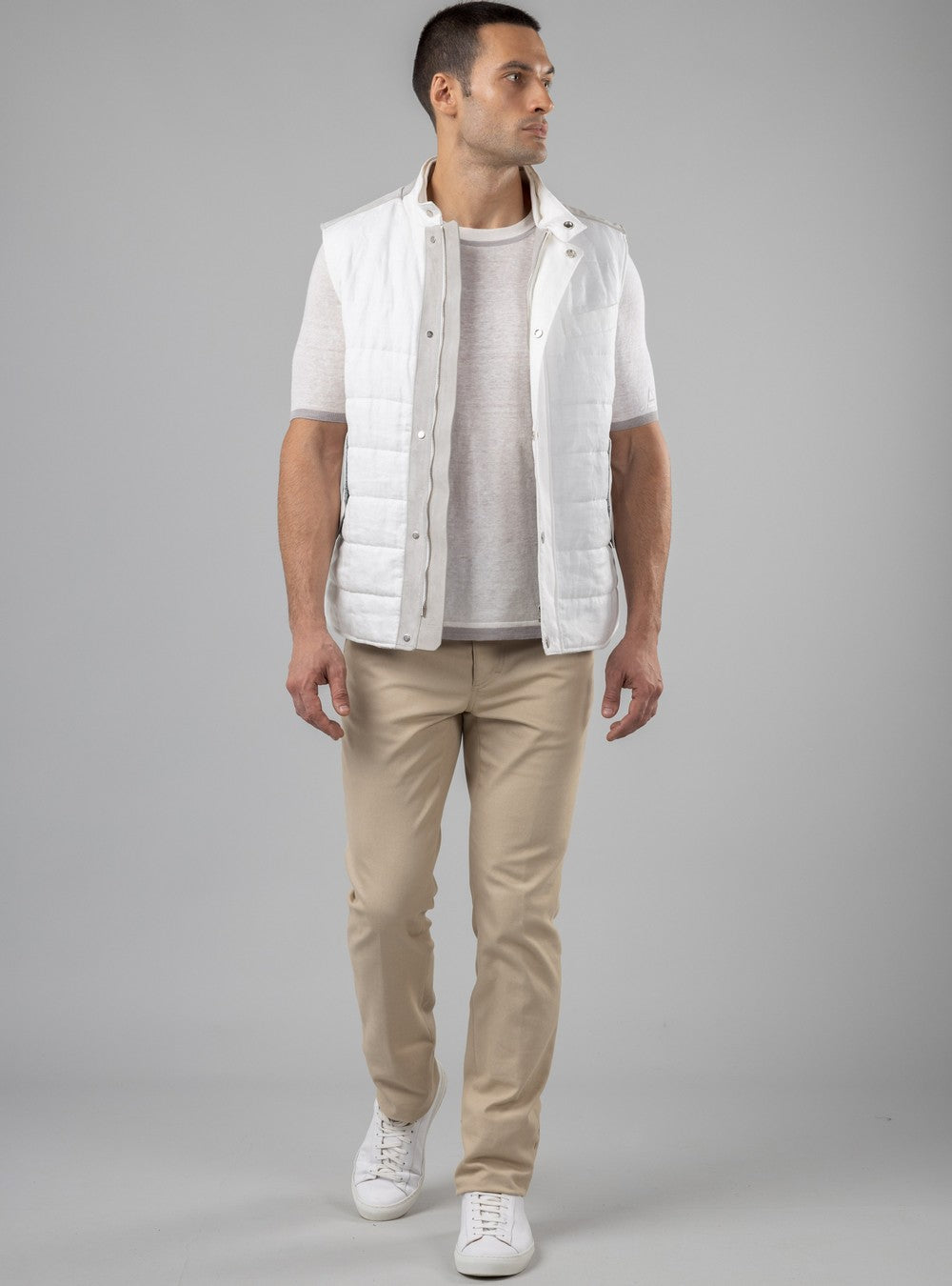 Apollo Linen and Silk Vest, Ecume