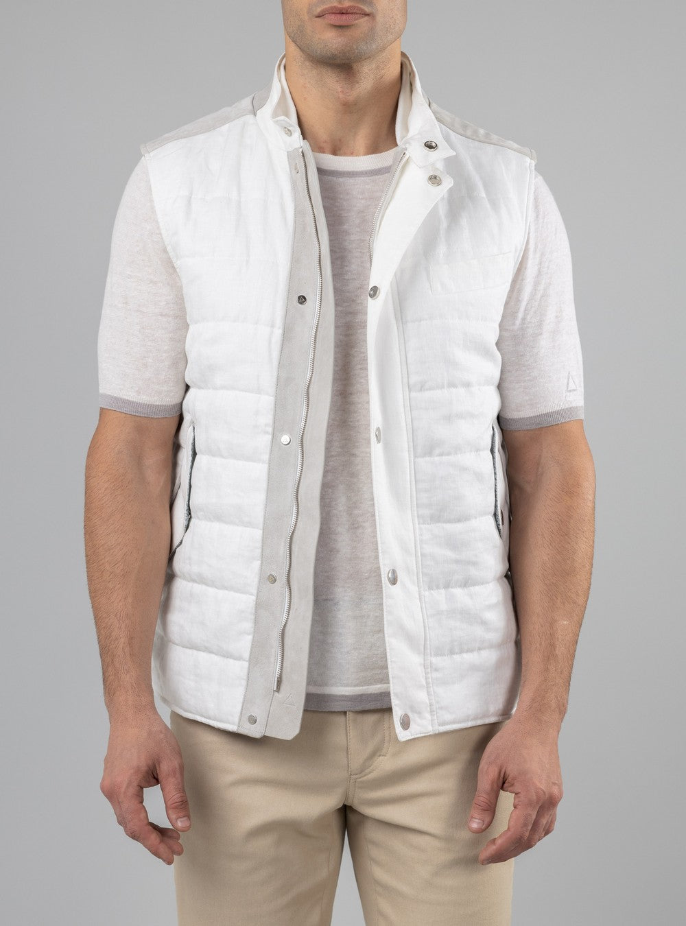 Apollo Linen and Silk Vest, Ecume