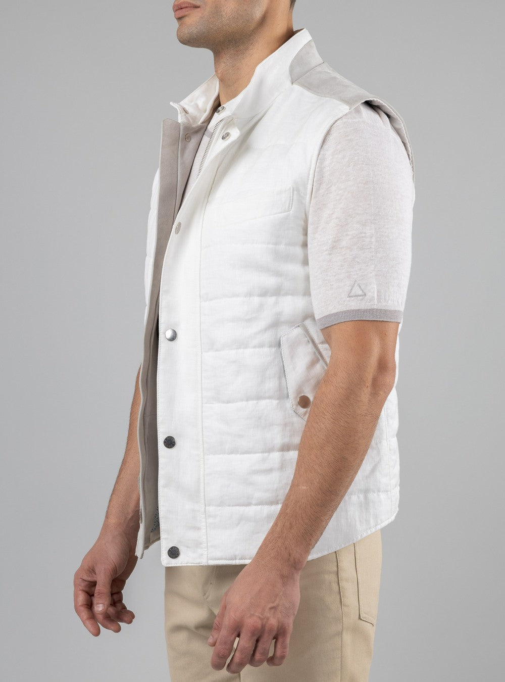 Apollo Linen and Silk Vest, Ecume