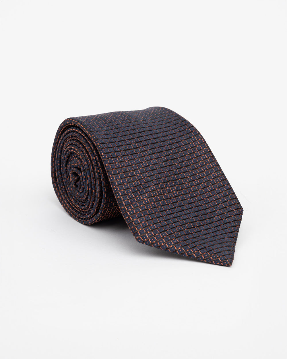 Nocturne 7-fold tie in silk, Midnight Blue/Bronze