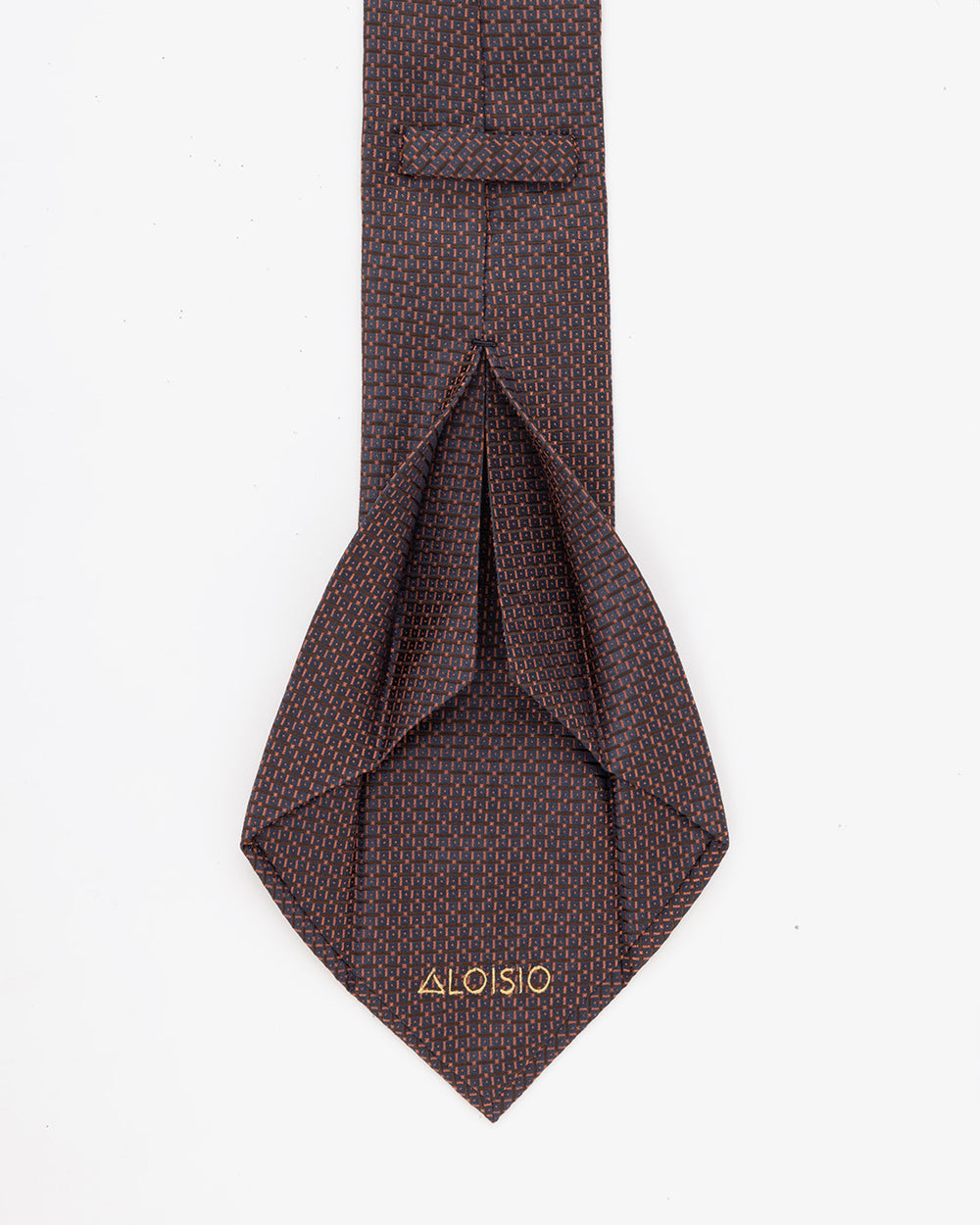 Nocturne 7-fold tie in silk, Midnight Blue/Bronze