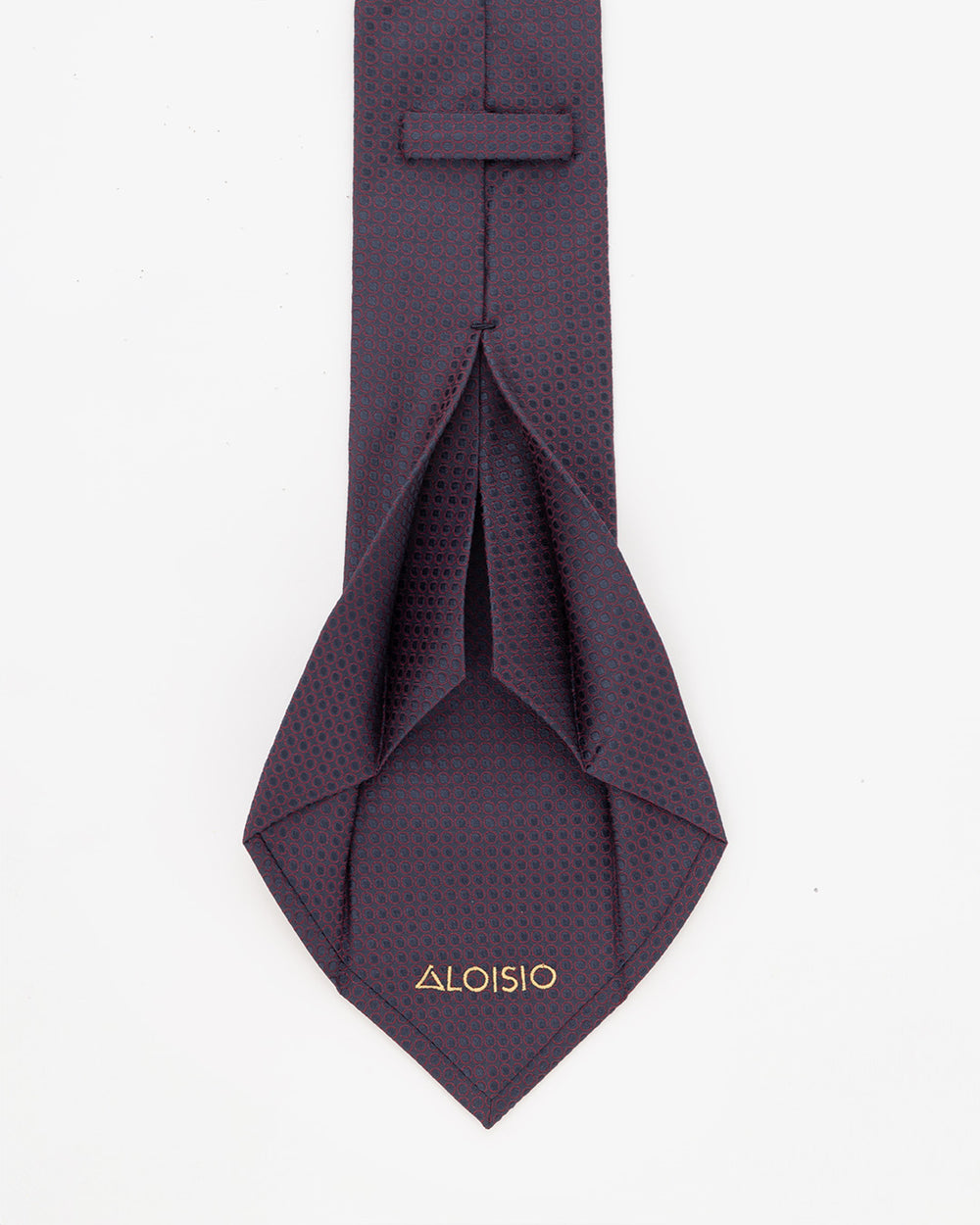 Nocturne 7-fold tie in silk, Midnight Blue/Red