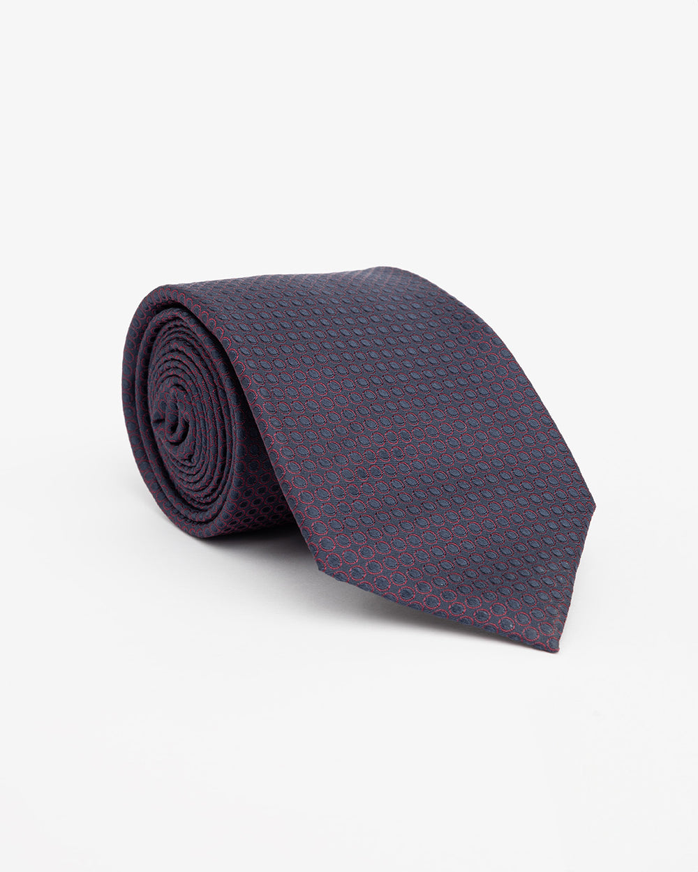 Nocturne 7-fold tie in silk, Midnight Blue/Red