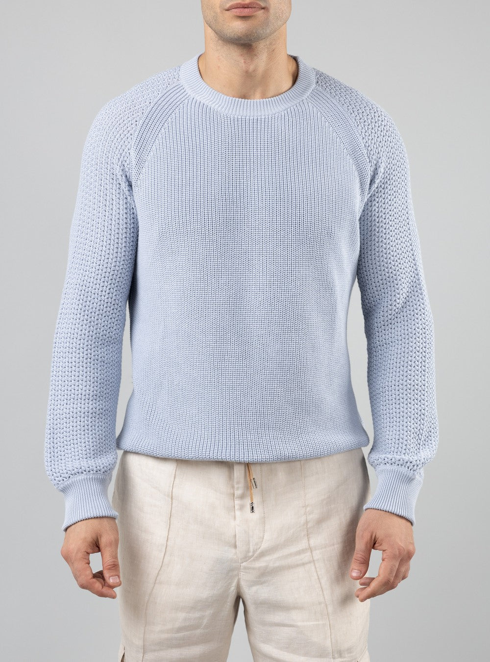 Oceanus Round Neck Sweater in Sea Island Cotton, Sunrise