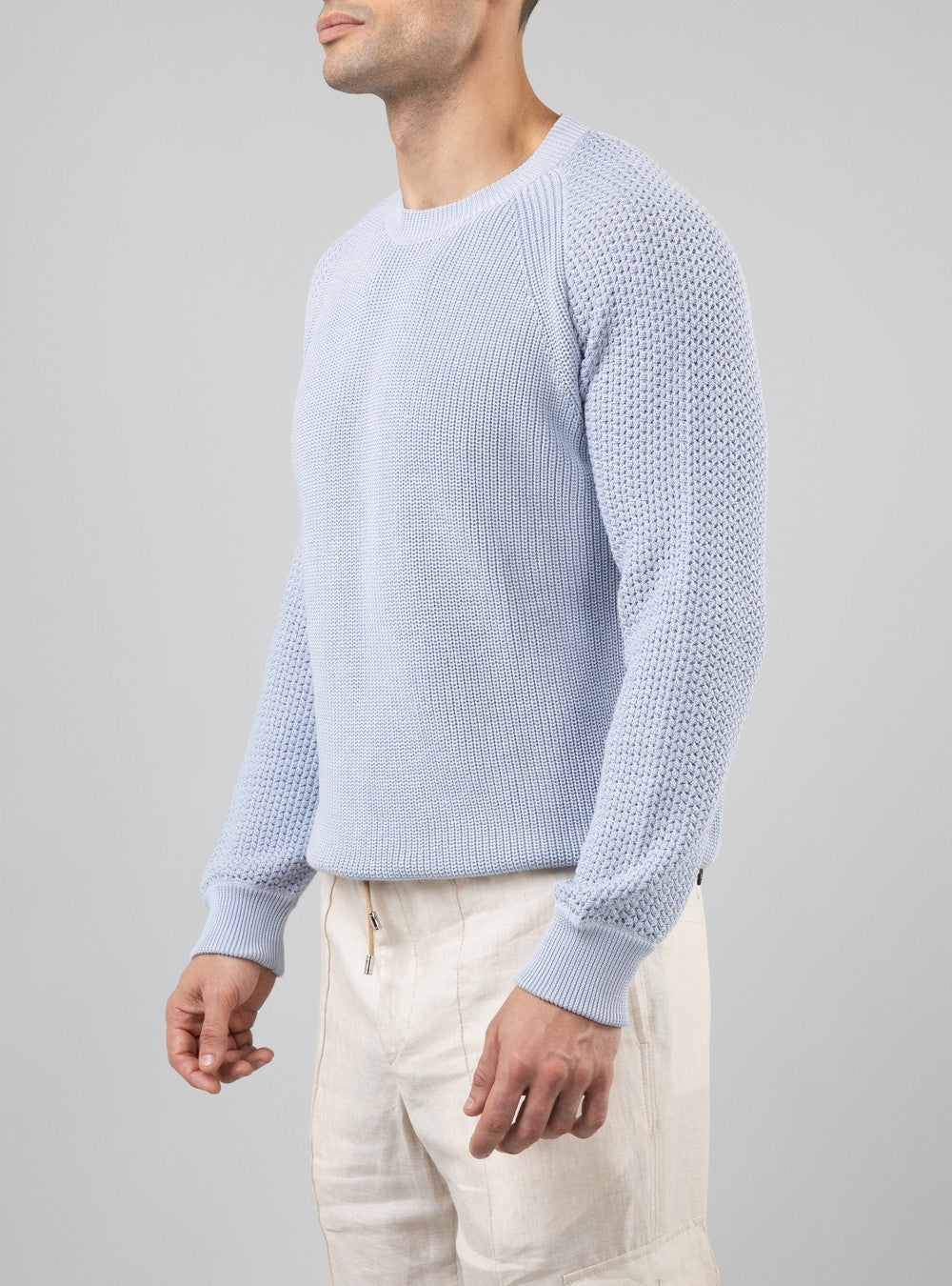 Oceanus Round Neck Sweater in Sea Island Cotton, Sunrise