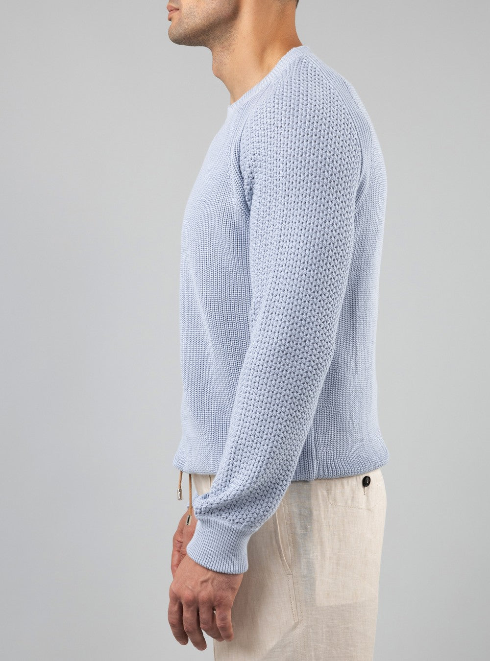 Oceanus Round Neck Sweater in Sea Island Cotton, Sunrise