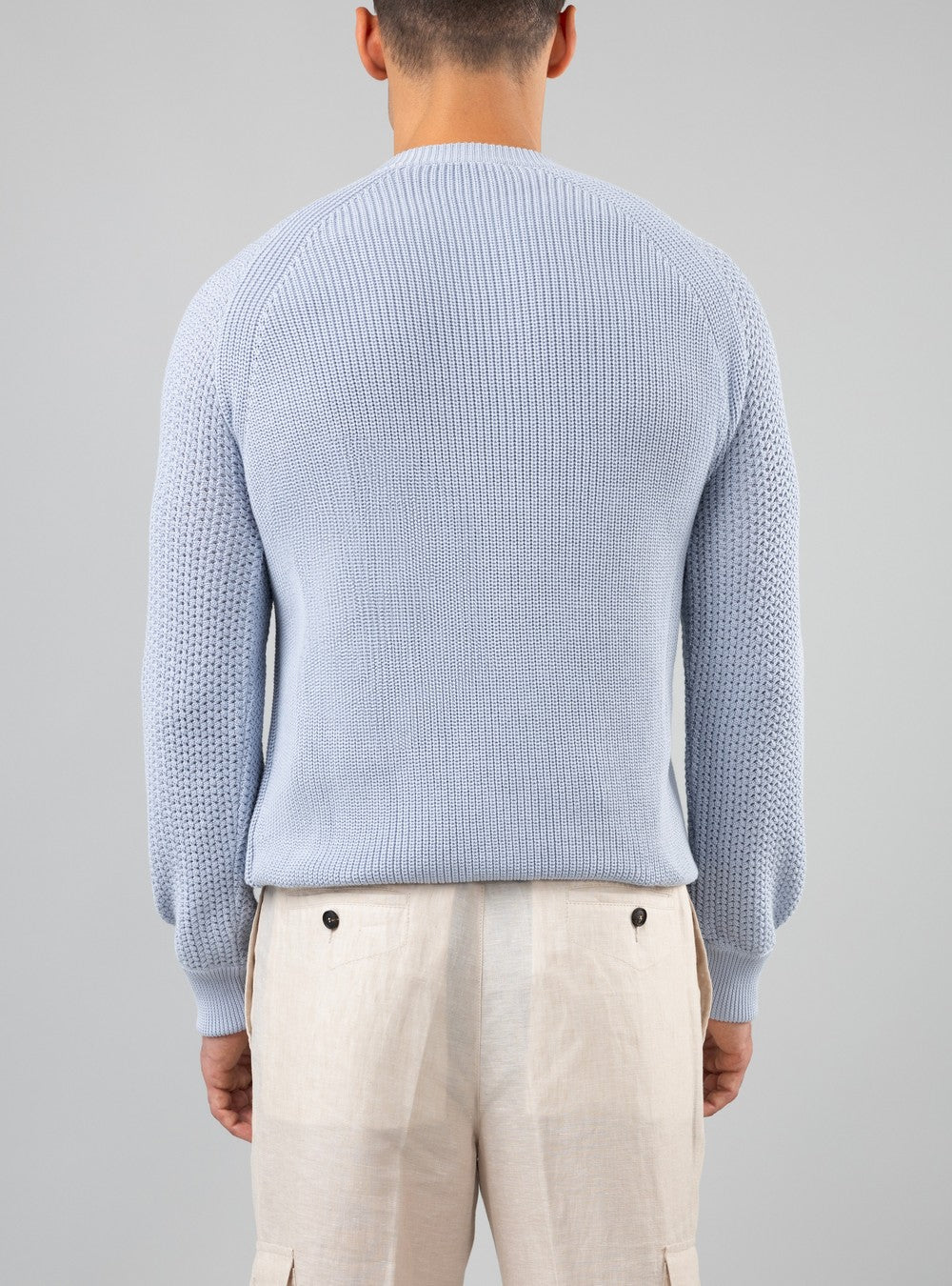 Oceanus Round Neck Sweater in Sea Island Cotton, Sunrise