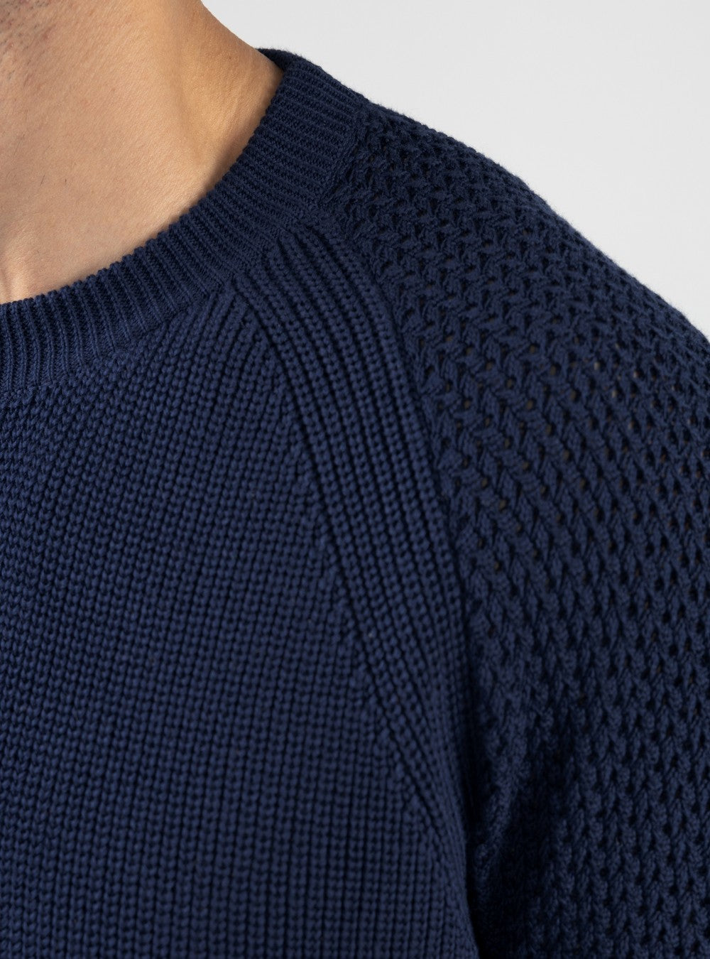 Oceanus Round Neck Sweater in Sea Island Cotton, Cobalt