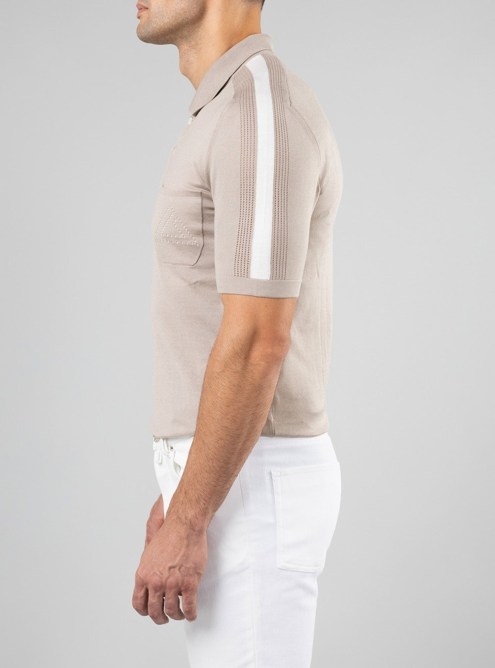 Orion polo in Sea Island Cotton and Silk, Sand