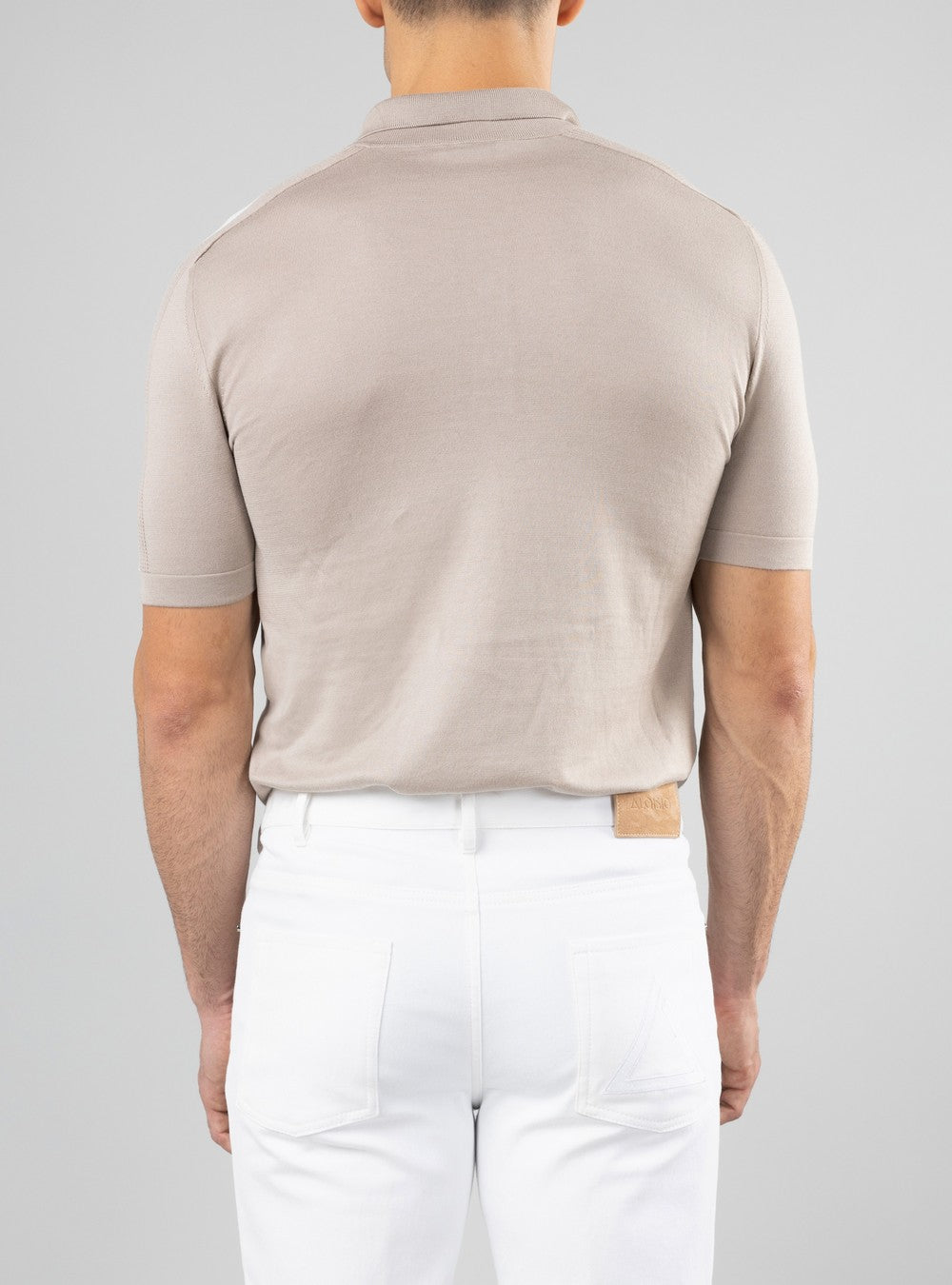 Orion polo in Sea Island Cotton and Silk, Sand