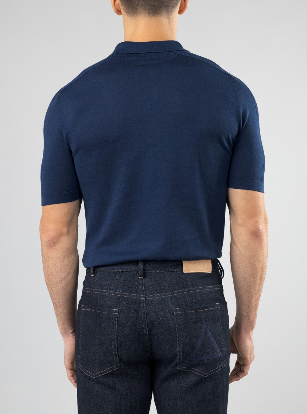 Orion polo in Sea Island Cotton and Silk, Midnight Blue