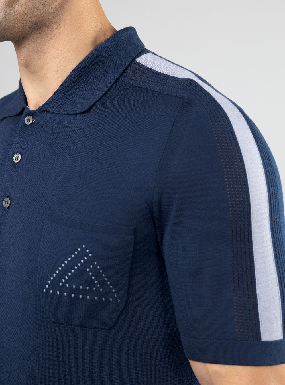 Orion polo in Sea Island Cotton and Silk, Midnight Blue