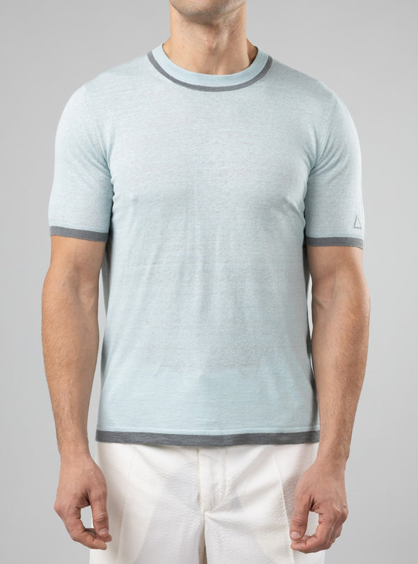 Proteus Lightweight T-Shirt in Cashmere/Linen/Silk, Aquamarine