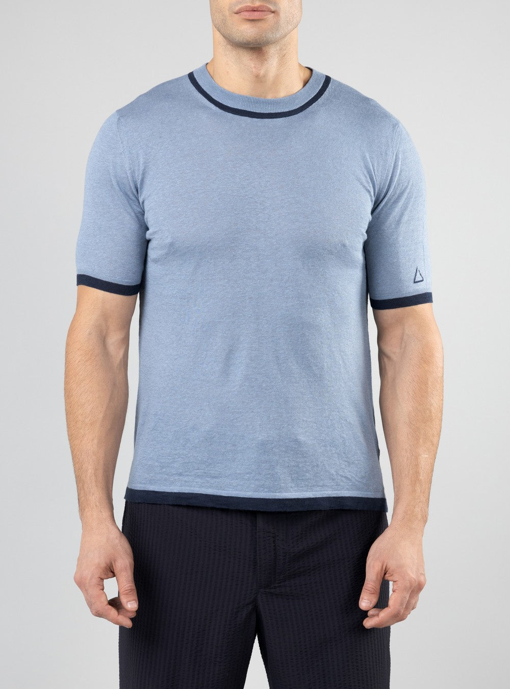 Proteus Lightweight T-Shirt in Cashmere/Linen/Silk, Airforce Blue