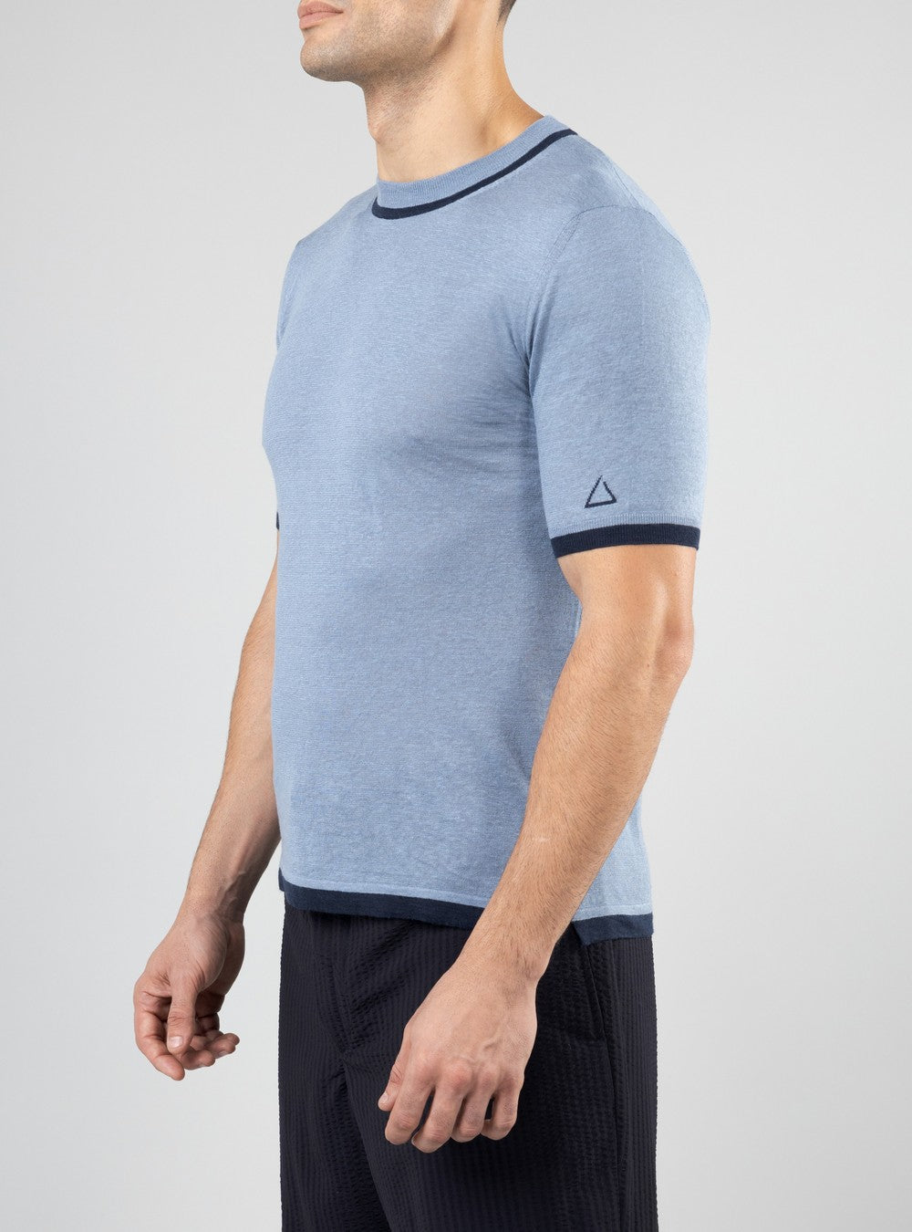 Proteus Lightweight T-Shirt in Cashmere/Linen/Silk, Airforce Blue