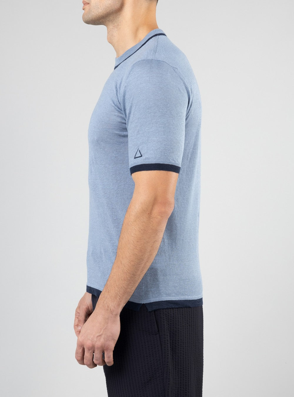 Proteus Lightweight T-Shirt in Cashmere/Linen/Silk, Airforce Blue