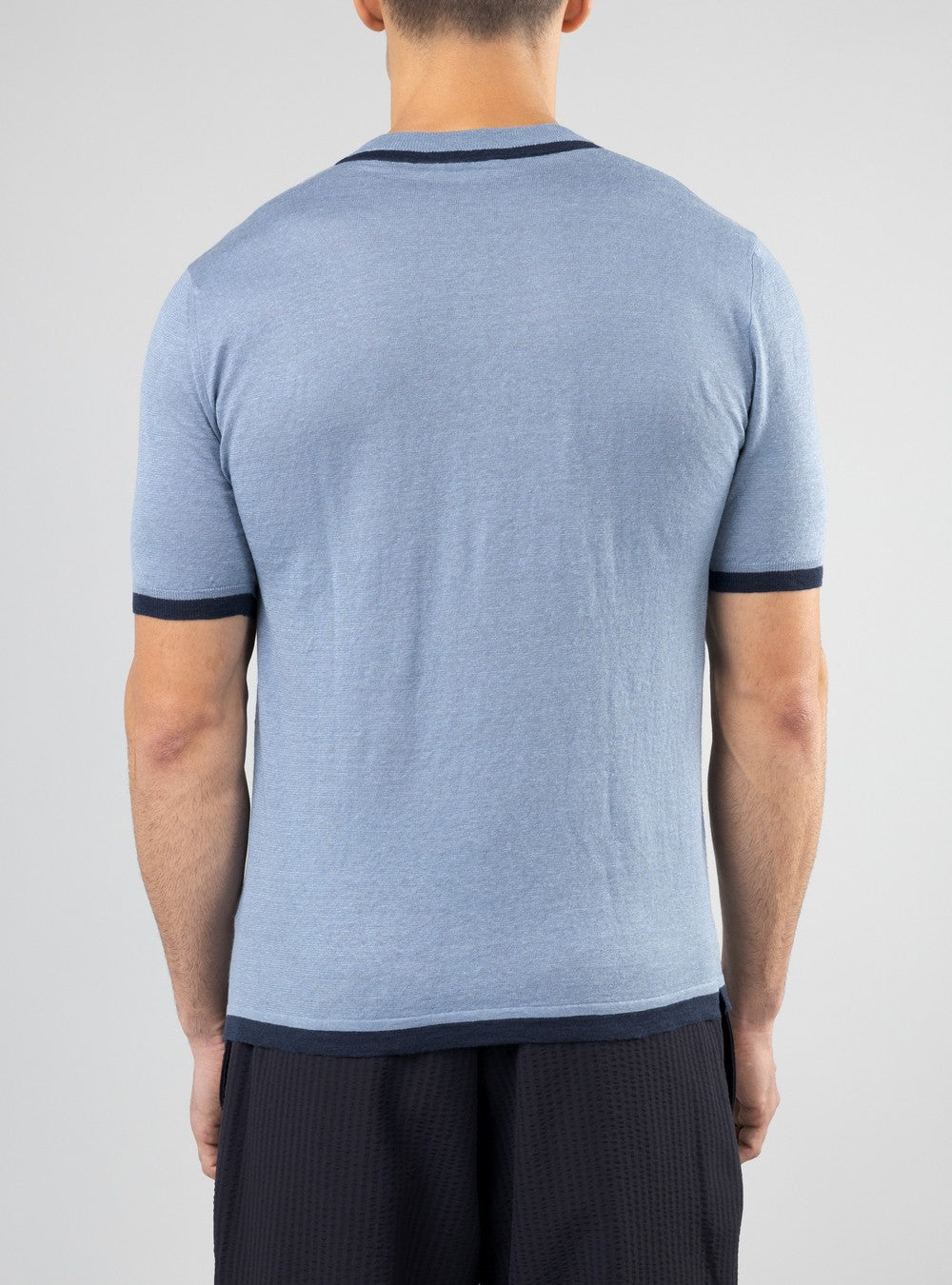 Proteus Lightweight T-Shirt in Cashmere/Linen/Silk, Airforce Blue