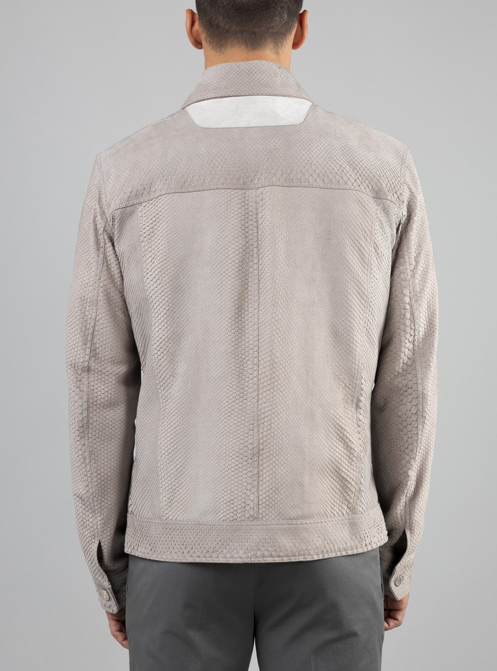 Poseidon Jean Jacket In Python Leather, Sand