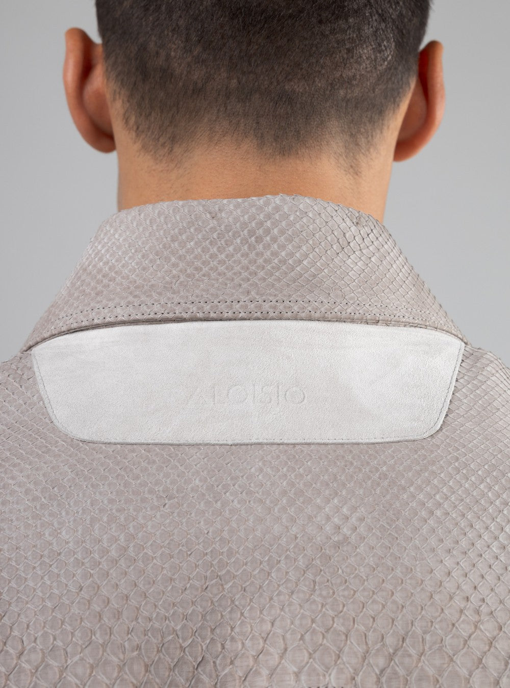 Poseidon Jean Jacket In Python Leather, Sand
