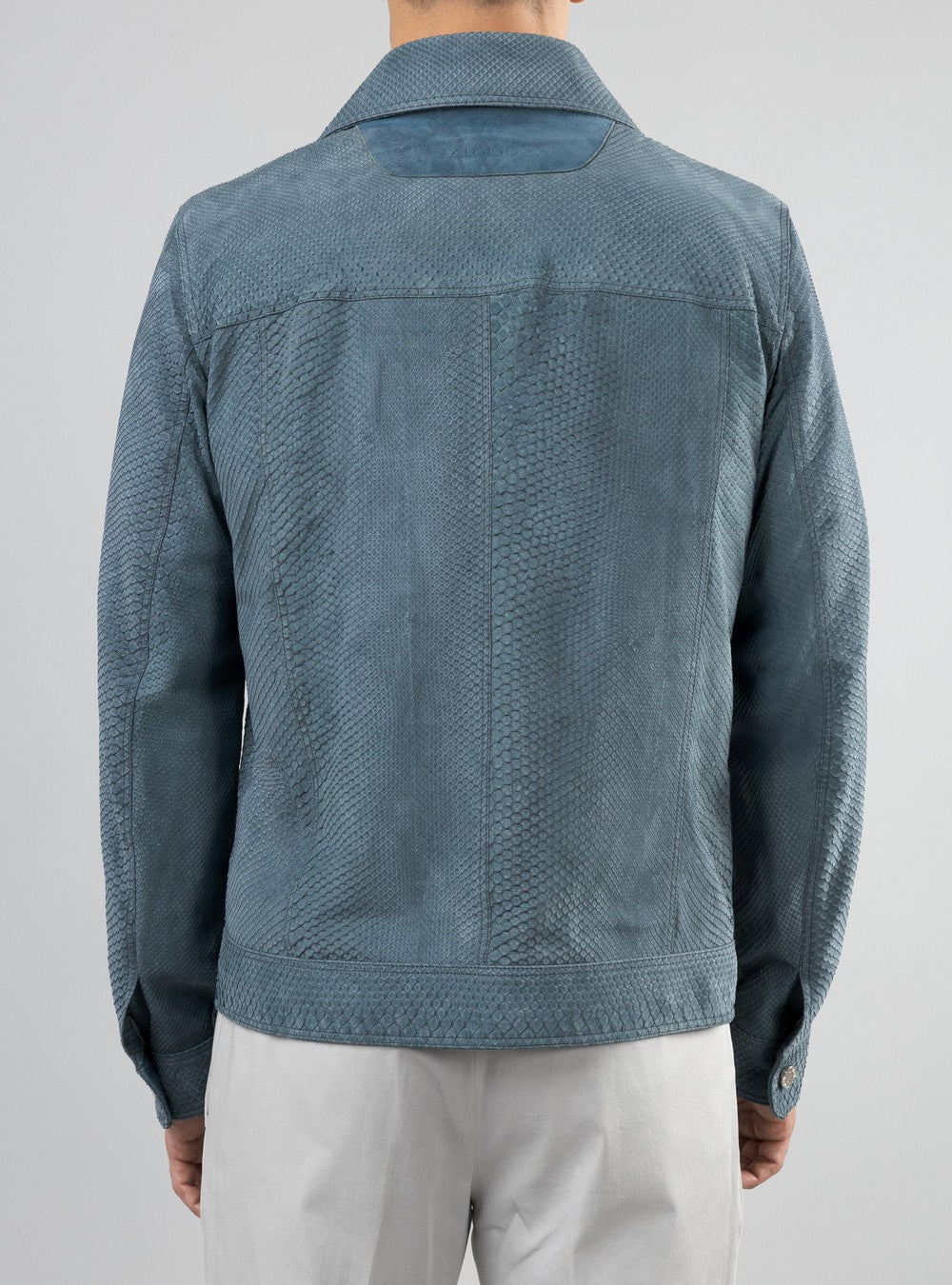 Poseidon Jean Jacket In Python Leather, Sage
