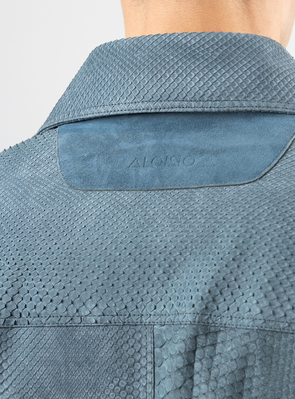Poseidon Jean Jacket In Python Leather, Sage