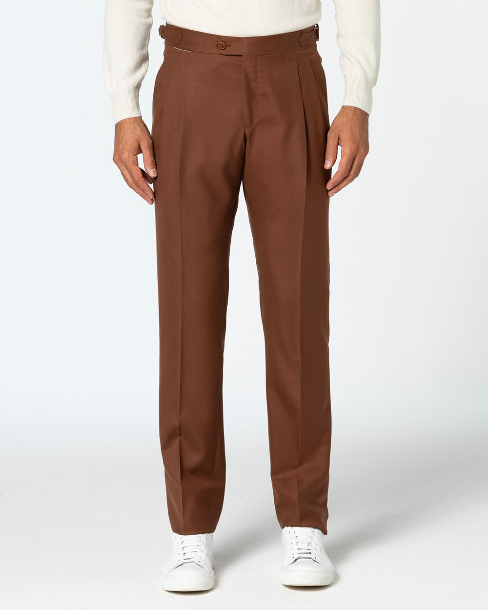 Paximus Double Pleated Trousers in 130s Wool, Cinnamon