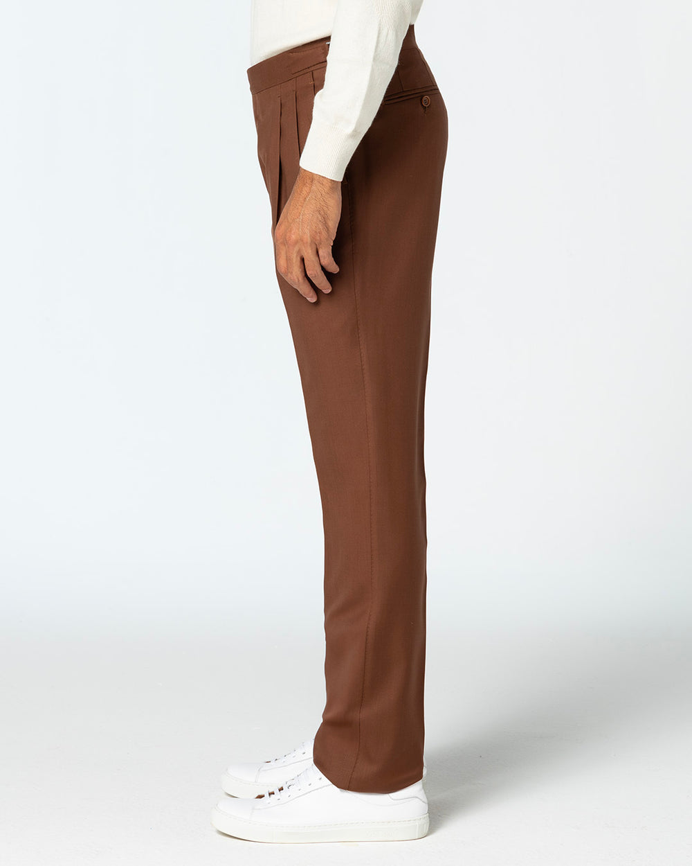 Paximus Double Pleated Trousers in 130s Wool, Cinnamon
