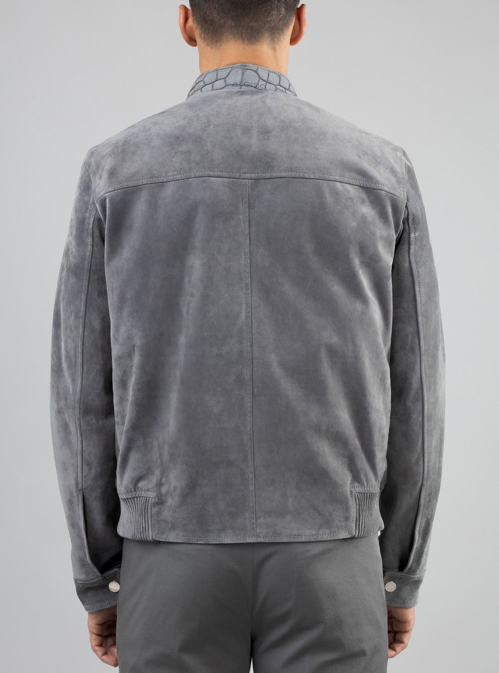 Zeus Biker Jacket in Suede and Alligator, Sage