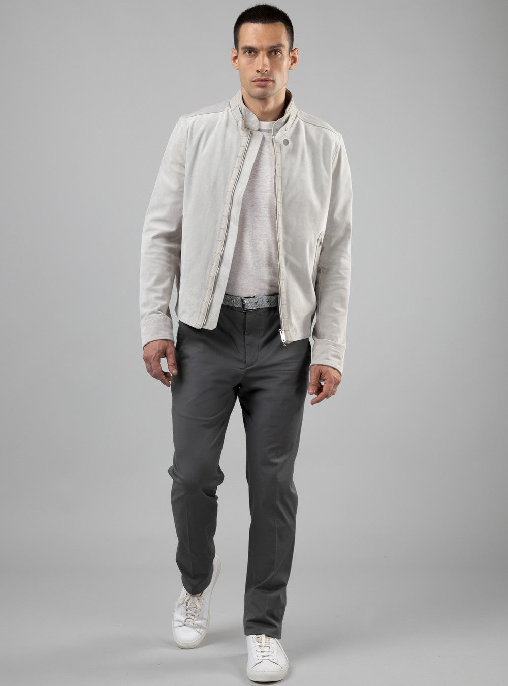 Zeus Biker Jacket in Suede and Alligator, Sunrise