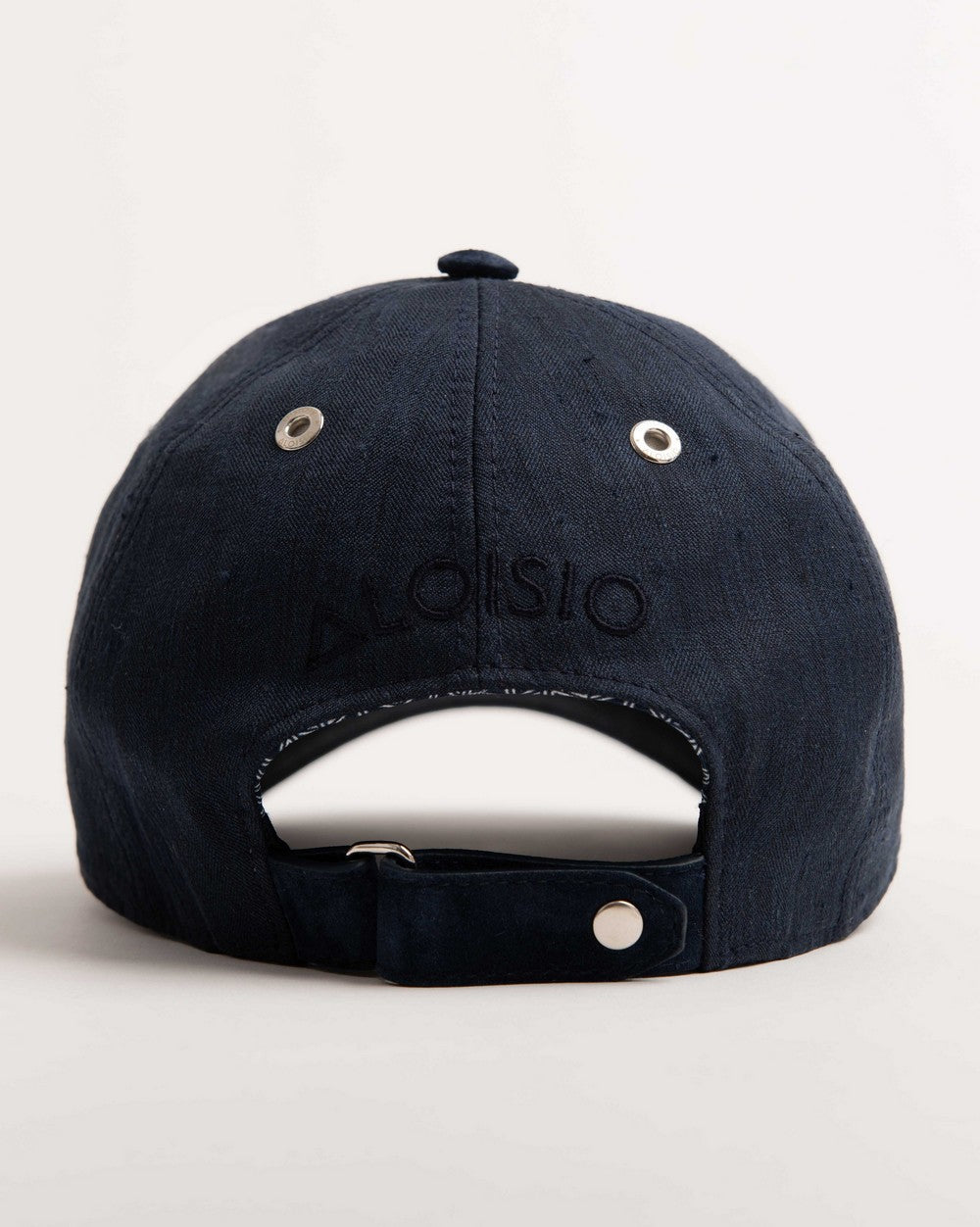 Zeno Baseball Hat in Linen and Silk, Midnight Blue