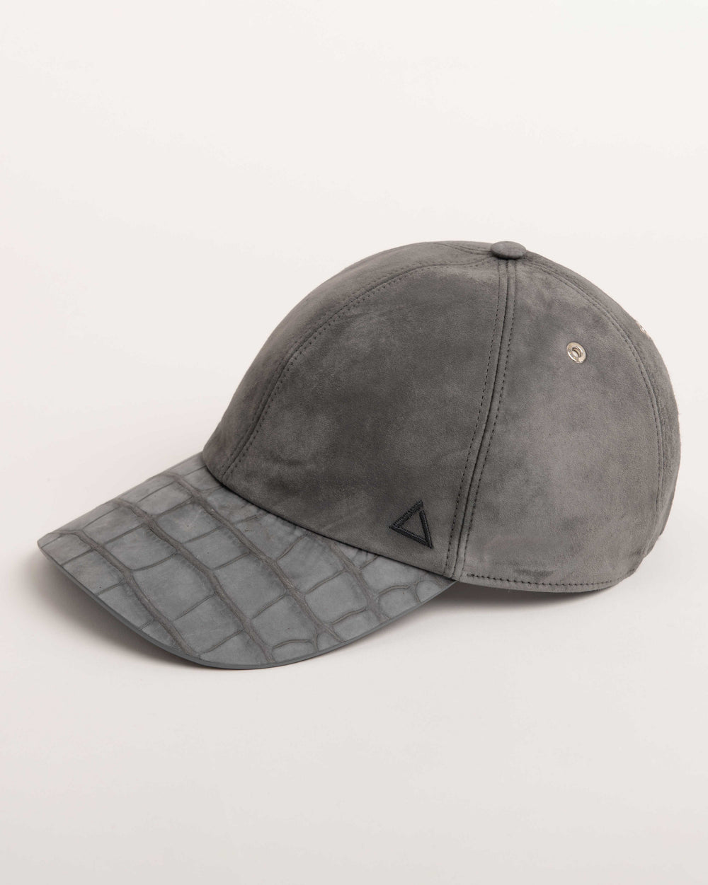 Zeno Baseball Hat in Calf Suede and Alligator, Sage