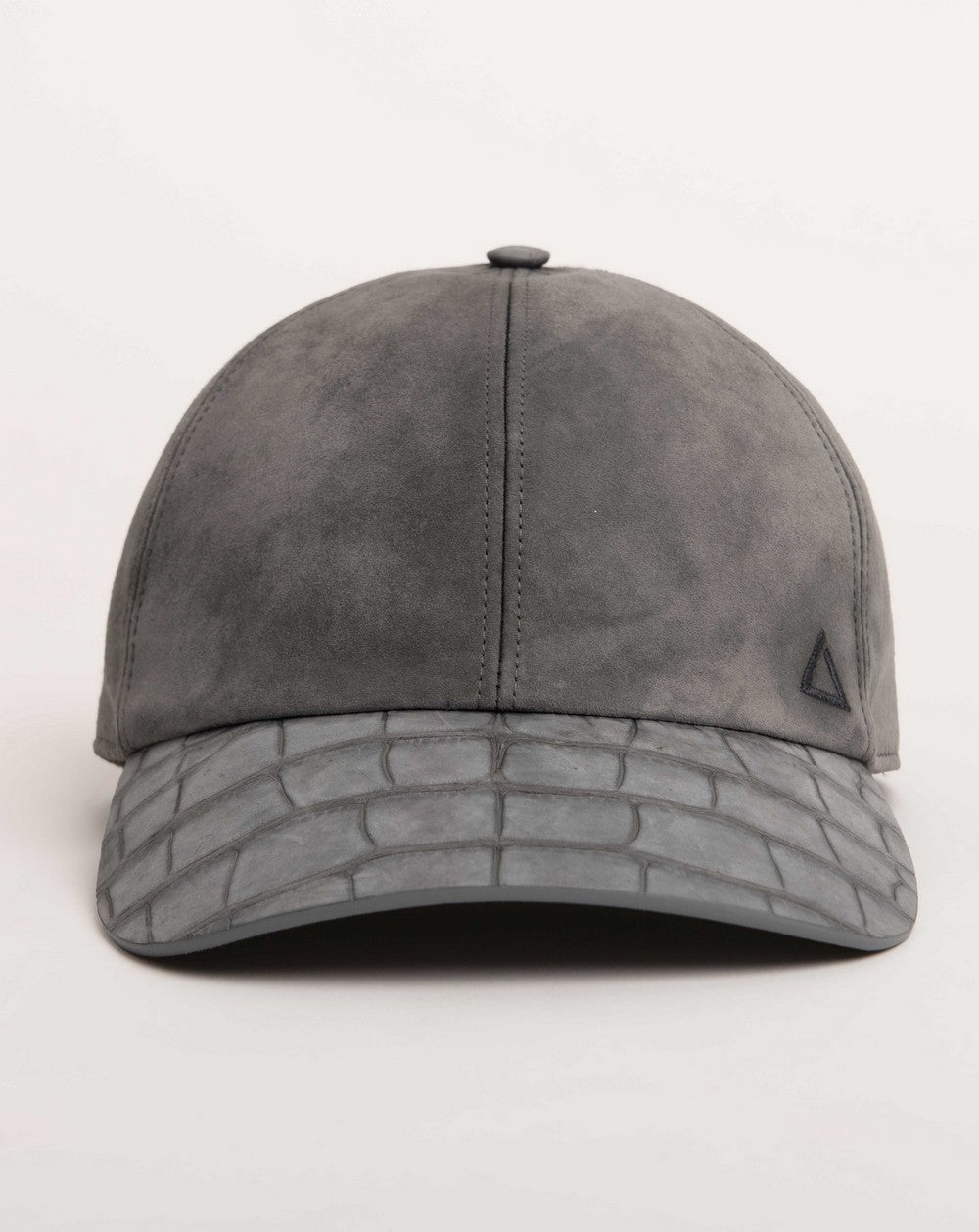 Zeno Baseball Hat in Calf Suede and Alligator, Sage