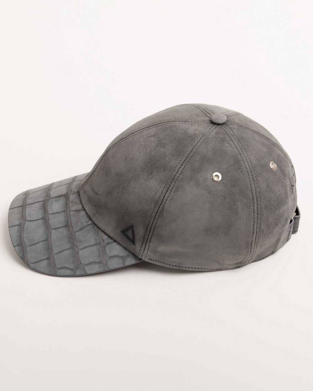 Zeno Baseball Hat in Calf Suede and Alligator, Sage