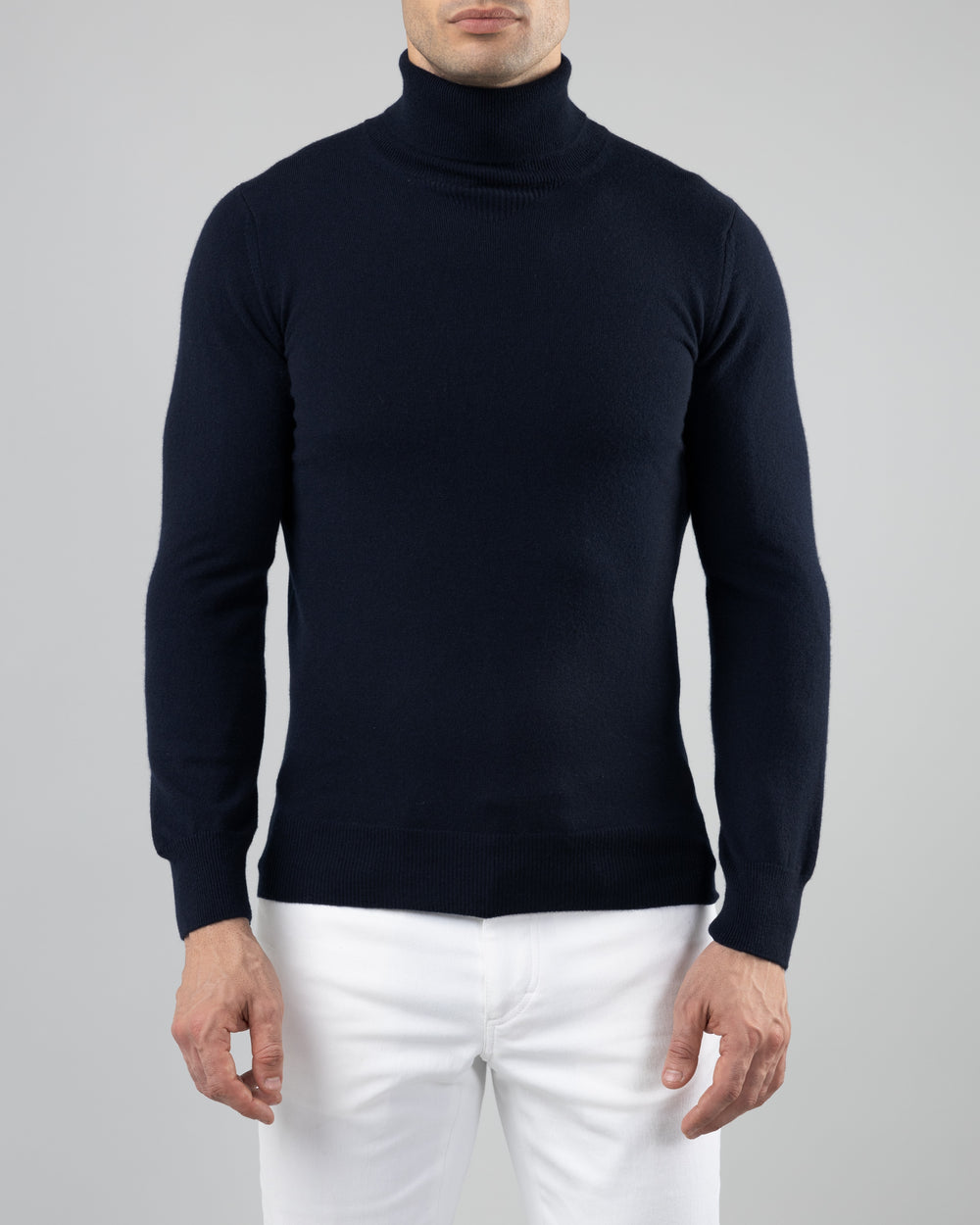 Aspen Cashmere Turtleneck Sweater, Dark Blue
