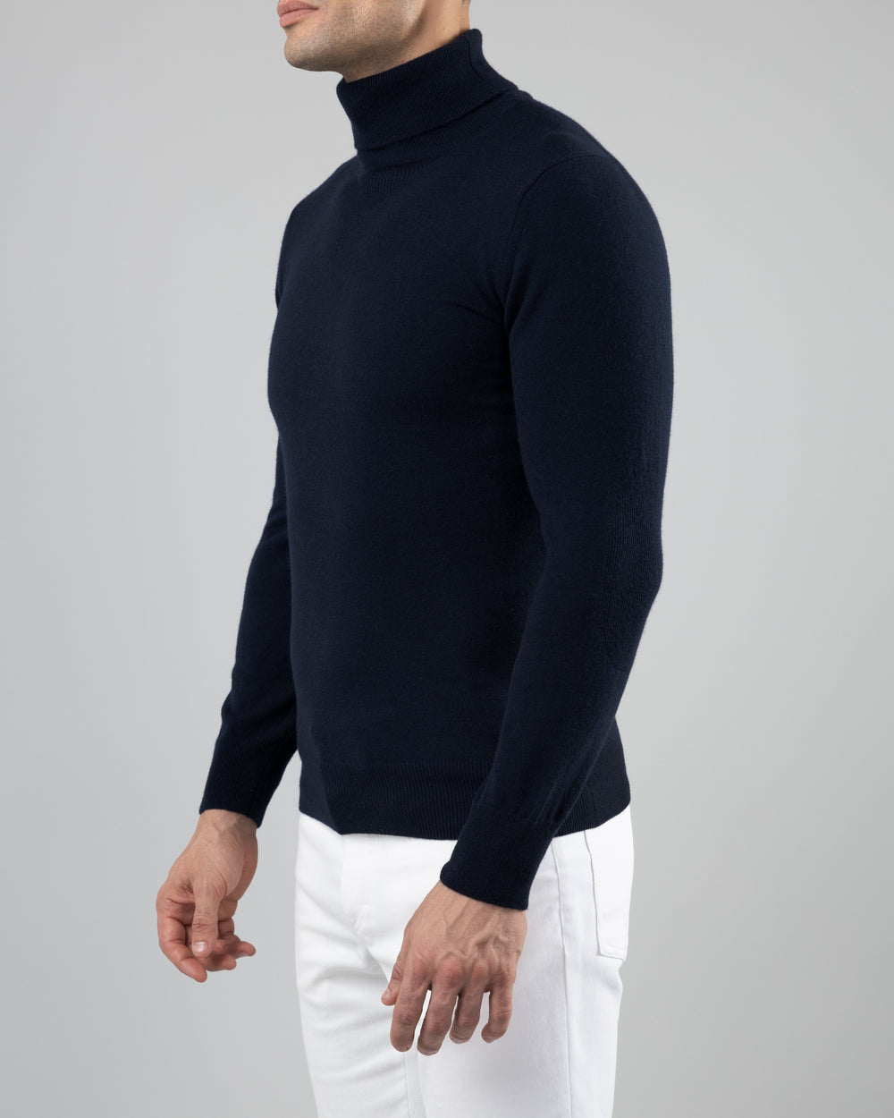 Aspen Cashmere Turtleneck Sweater, Dark Blue