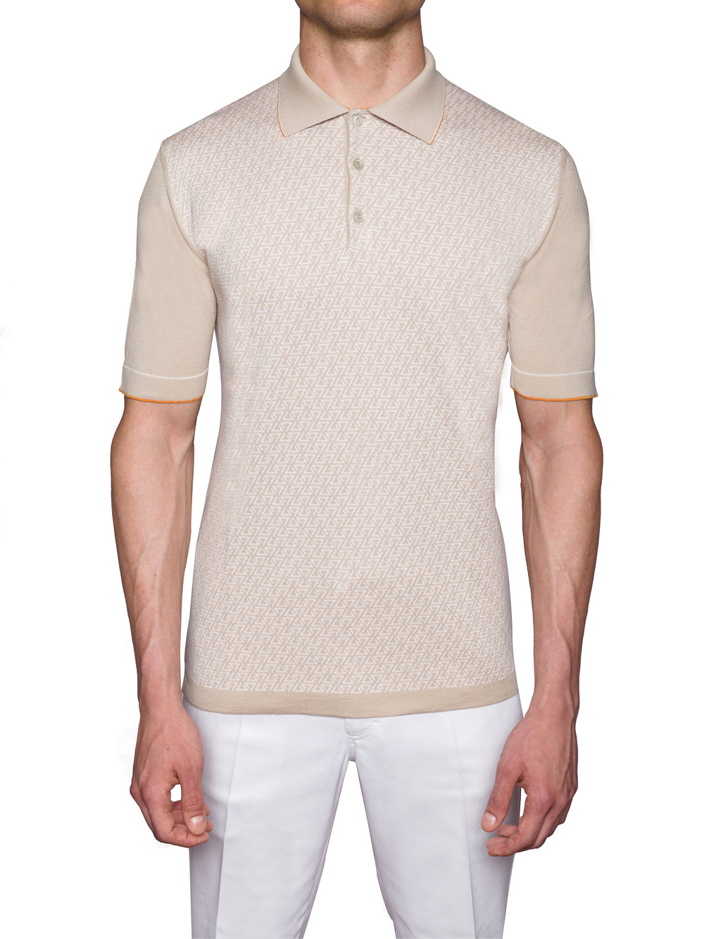 Desert Bloom Sea Island Cotton and Silk jacquard three-button polo