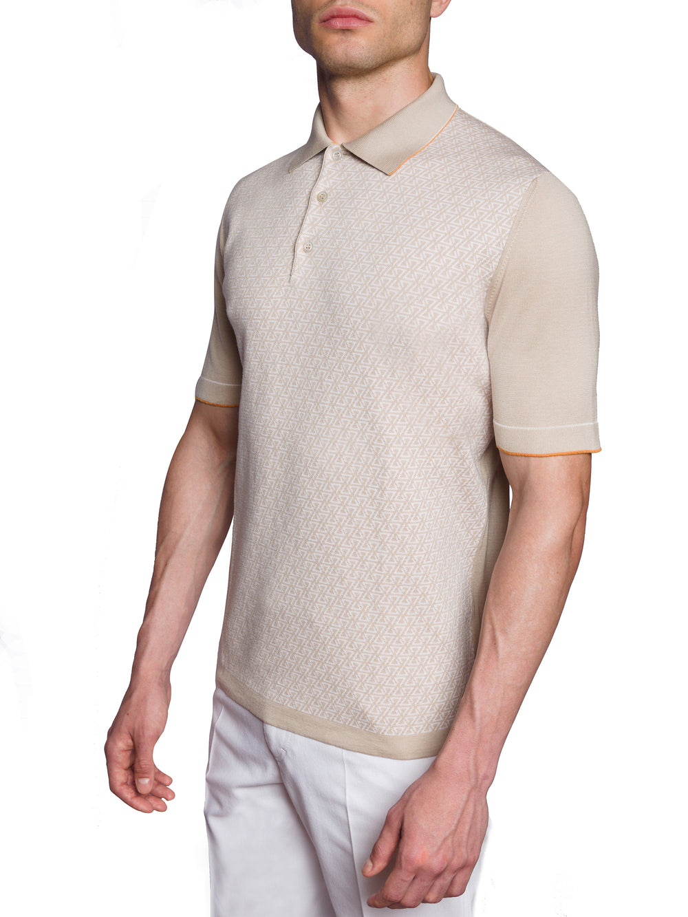 Desert Bloom Sea Island Cotton and Silk jacquard three-button polo