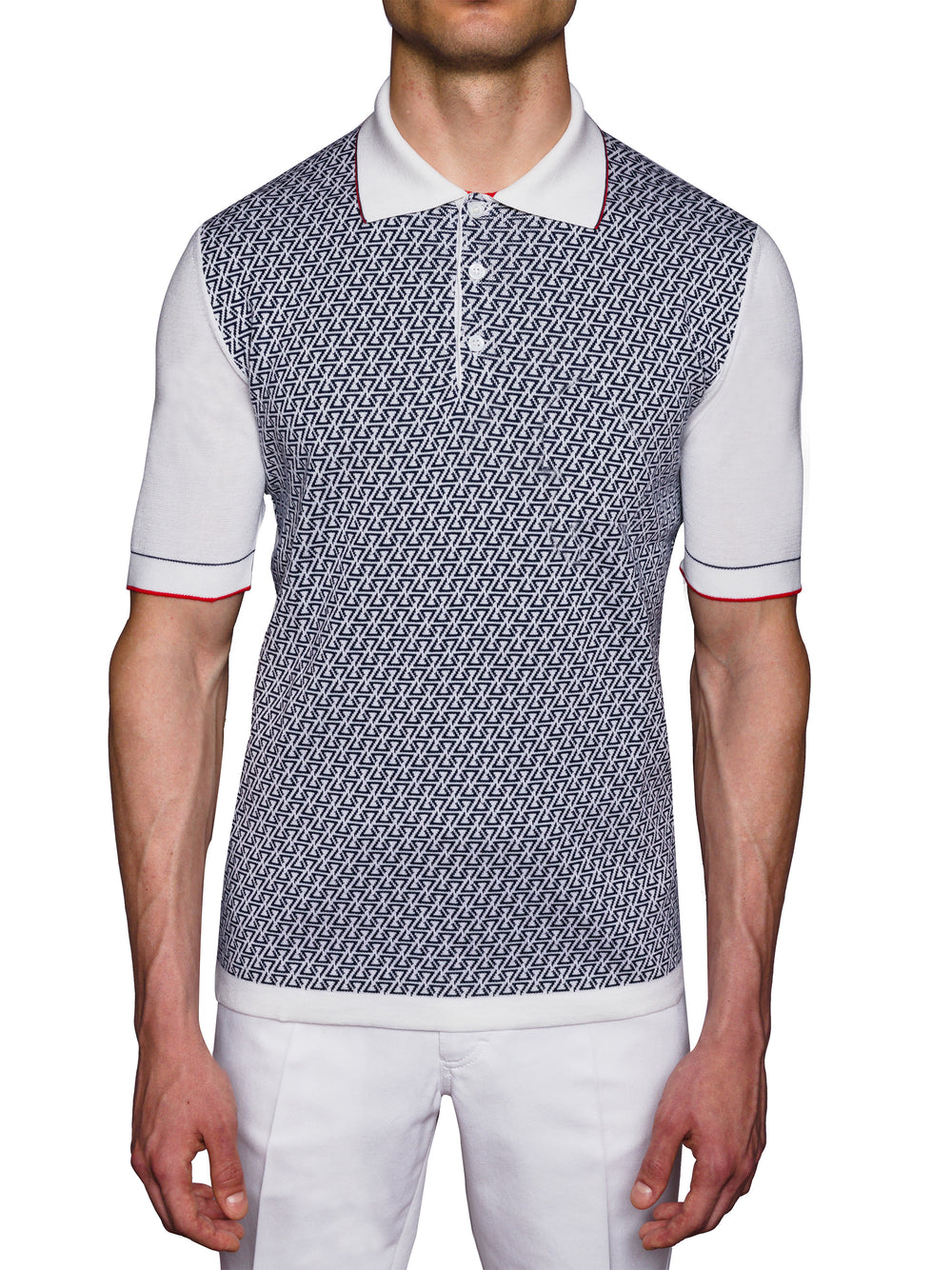 Desert Bloom Sea Island Cotton and Silk jacquard three-button polo